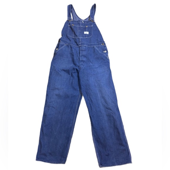 Vintage 1950s Sears Union Made Tradewear Denim Bib Overalls Carpenter Jeans - Picture 1 of 6